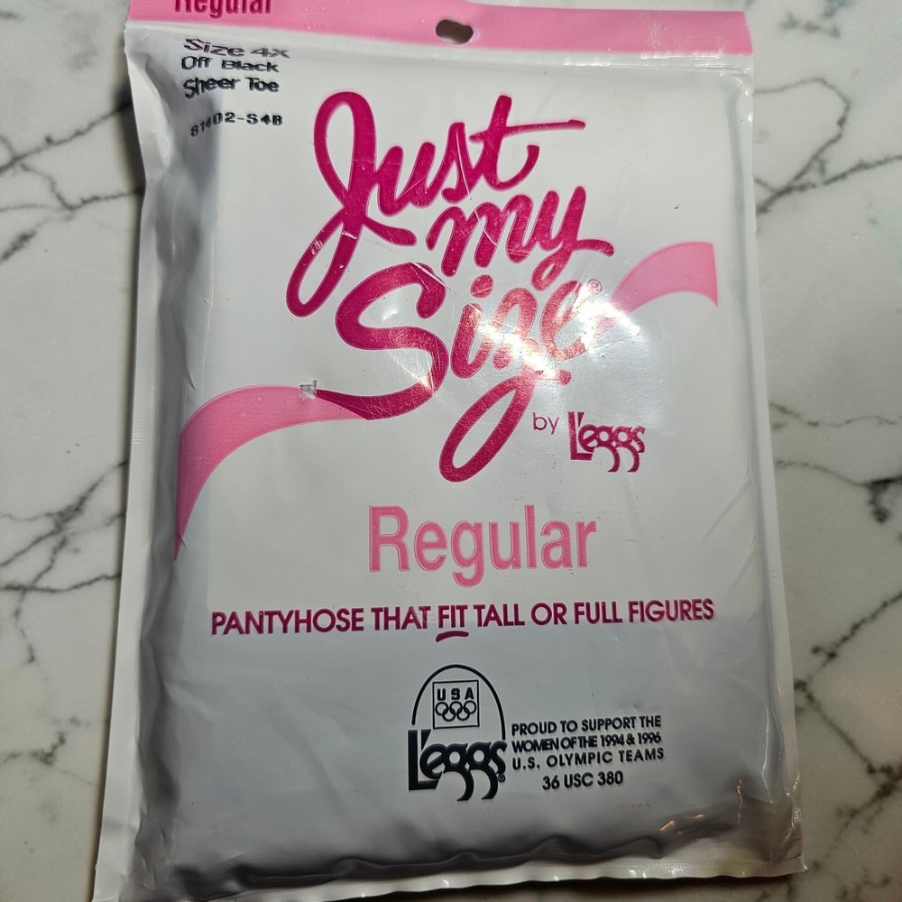VNT 1994-1996 Just My Size by Leggs Regular Pantyhose 4X Off Black Sheer Toe NOS